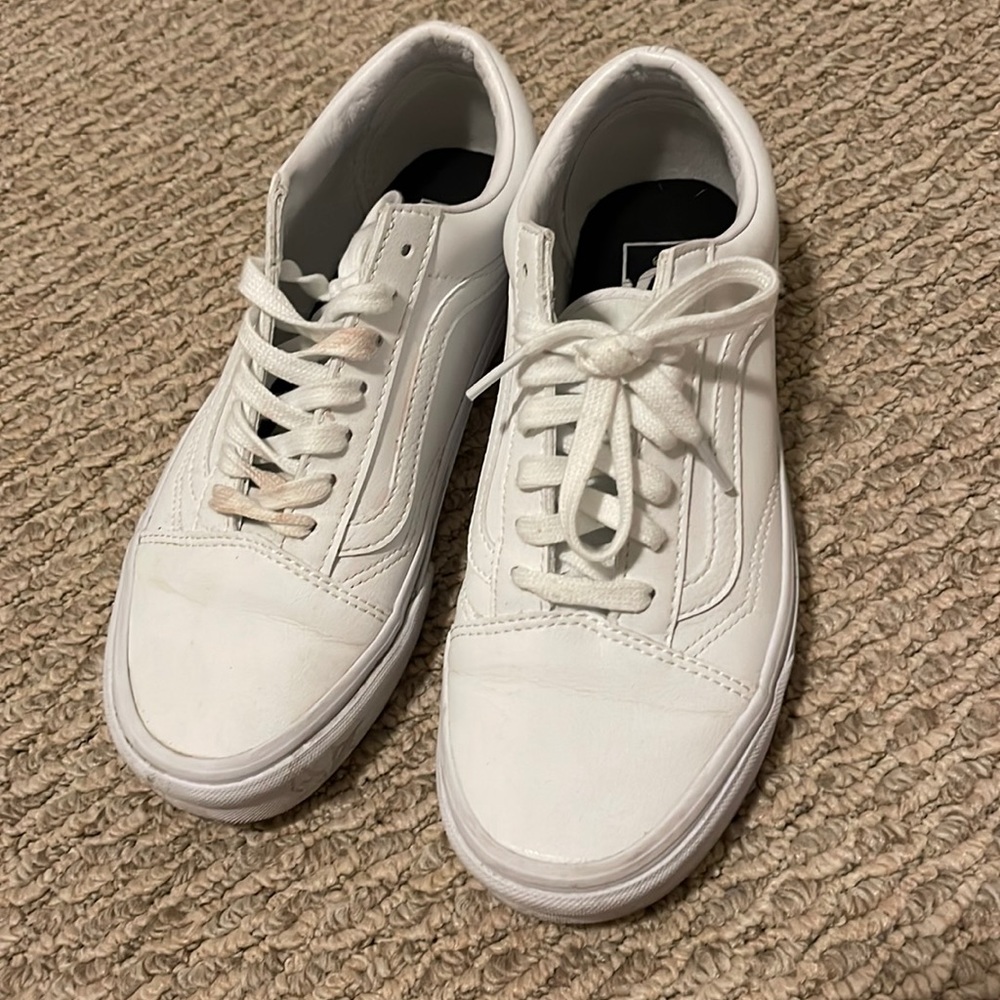 Women’s white leather van sneakers